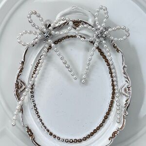 Handmade Freshwater High Luster Baby Pearl Ribbon 🎀 Earrings